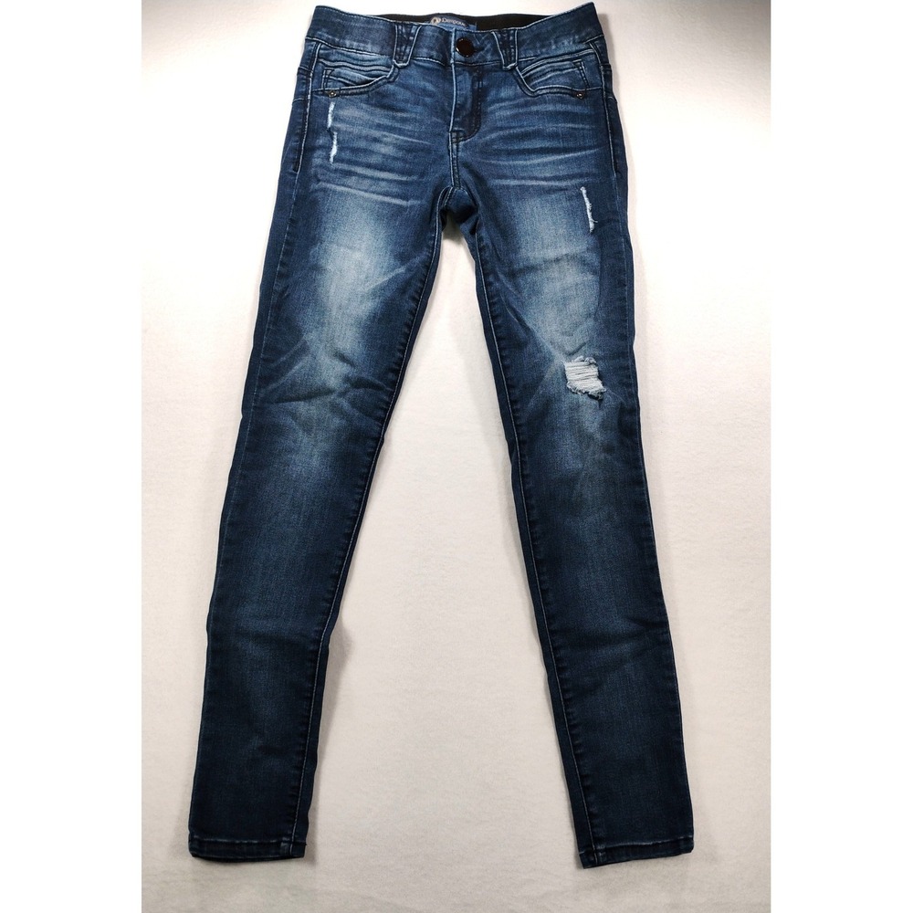 Democracy Absolution Skinny Jeans Dark Wash Distressed Denim Womens Size 2